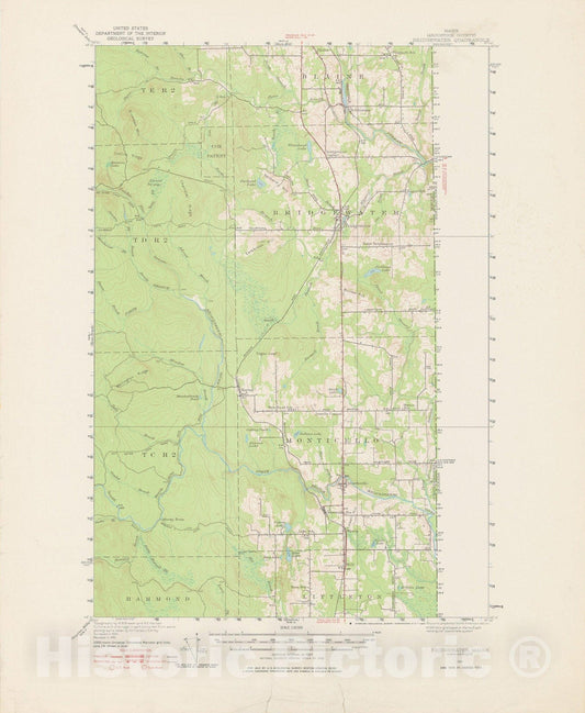 Historic Map : USGS 7.5 Minute Sheets and Quadrangles, Bridgewater & Monticello 1951 Topographic Map , Vintage Wall Art