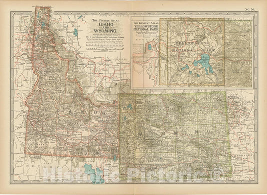 Historic Map : Idaho & Wyoming 1914 , Century Atlas of the World, Vintage Wall Art