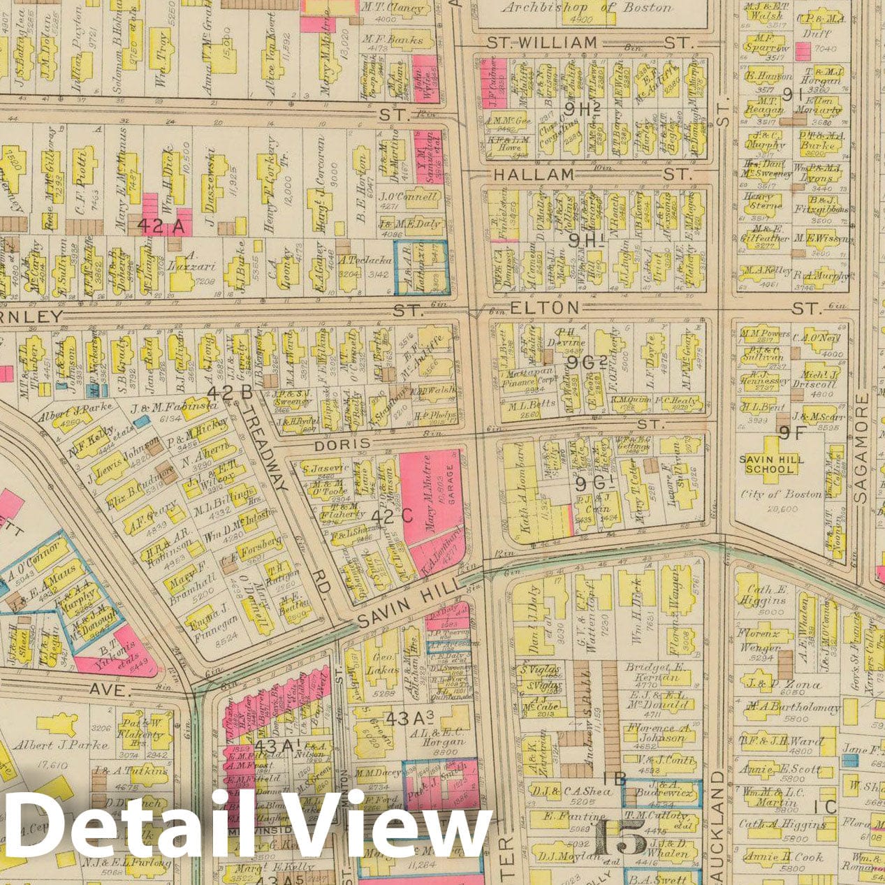 Historic Map : Atlas City of Boston, Dorchester, Dorchester 1933 Plate 005 , Vintage Wall Art