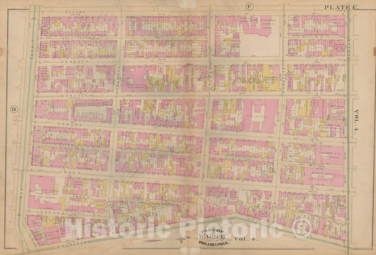 Historic Map : Atlas City of Philadelphia, Vol. 3, Philadelphia 1886 Plate E , Vintage Wall Art