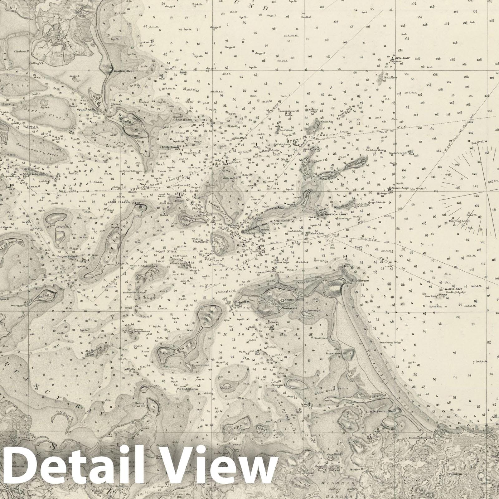 Historic Map : Boston & Hull 1867 Topographic Map , Vintage Wall Art