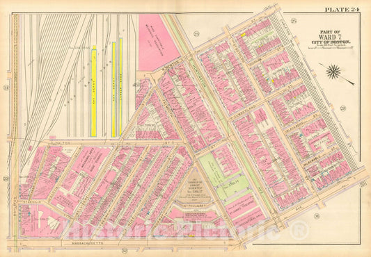 Historic Map : Atlas City of Boston, Boston Proper and Back Bay, Boston 1917 Plate 024 , Vintage Wall Art