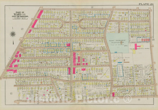 Historic Map : Atlas City of Boston, Dorchester, Dorchester 1933 Plate 029 , Vintage Wall Art