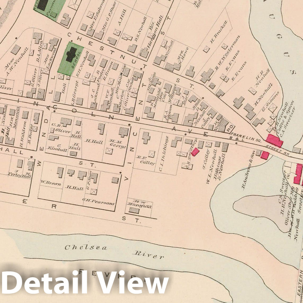 Historic Map : Atlas of Essex County, Saugus 1884 , v4, Vintage Wall Art