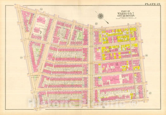 Historic Map : Atlas City of Boston, Boston Proper and Back Bay, Boston 1917 Plate 025 , Vintage Wall Art