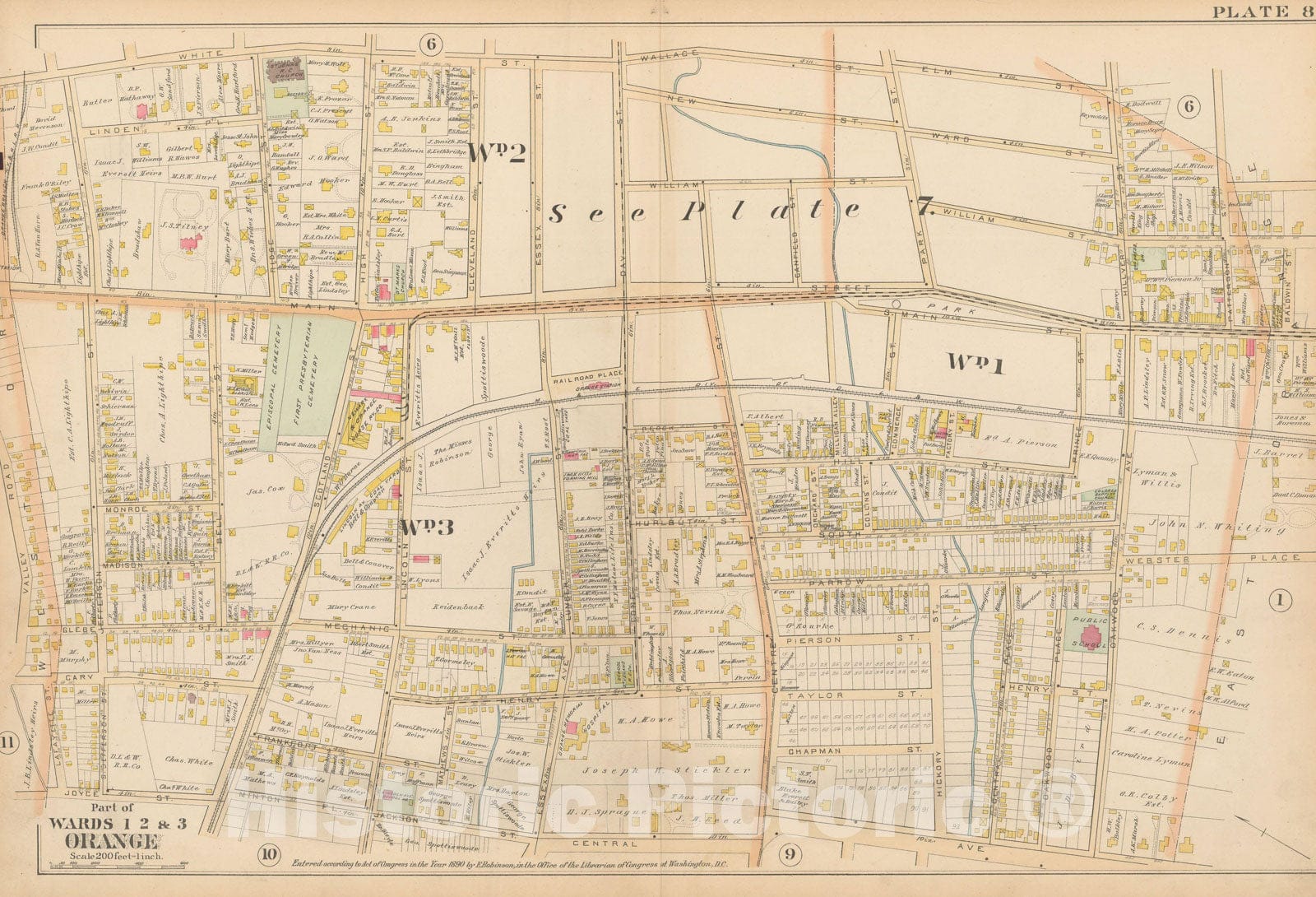 Historic Map : Atlas of Essex County, New Jersey, Orange 1890 Plate 008 , Vintage Wall Art