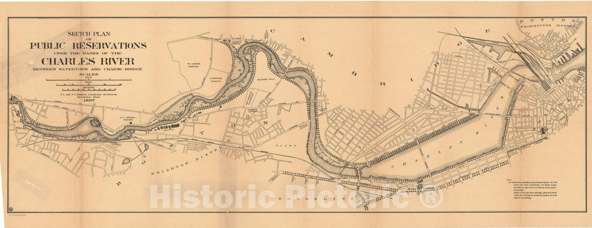 Historic Map : Public Reservations on the Charles 1897 , Vintage Wall Art
