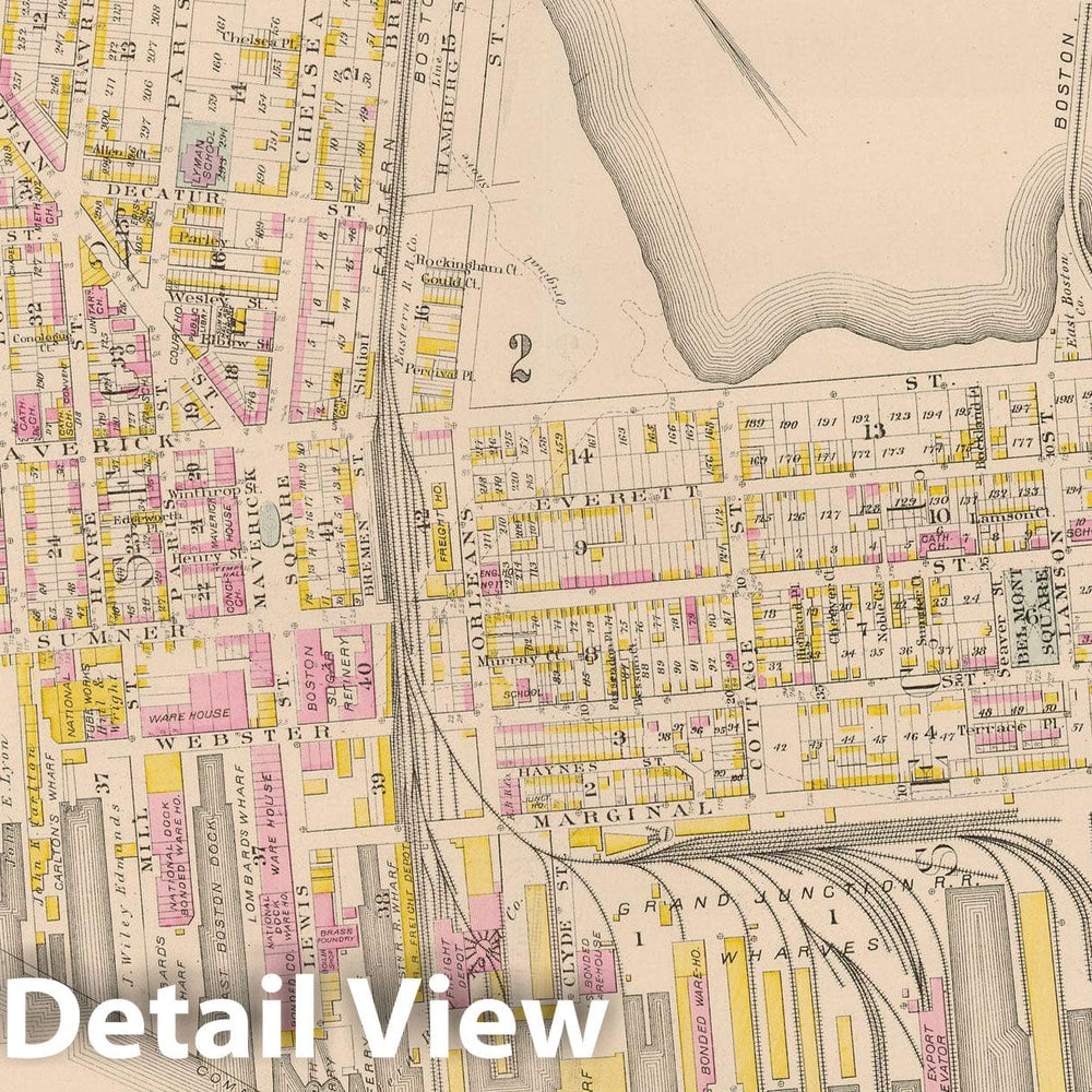 Historic Map : City Atlas of Boston, Massachusetts, East Boston 1882 Plate 004 , Vintage Wall Art