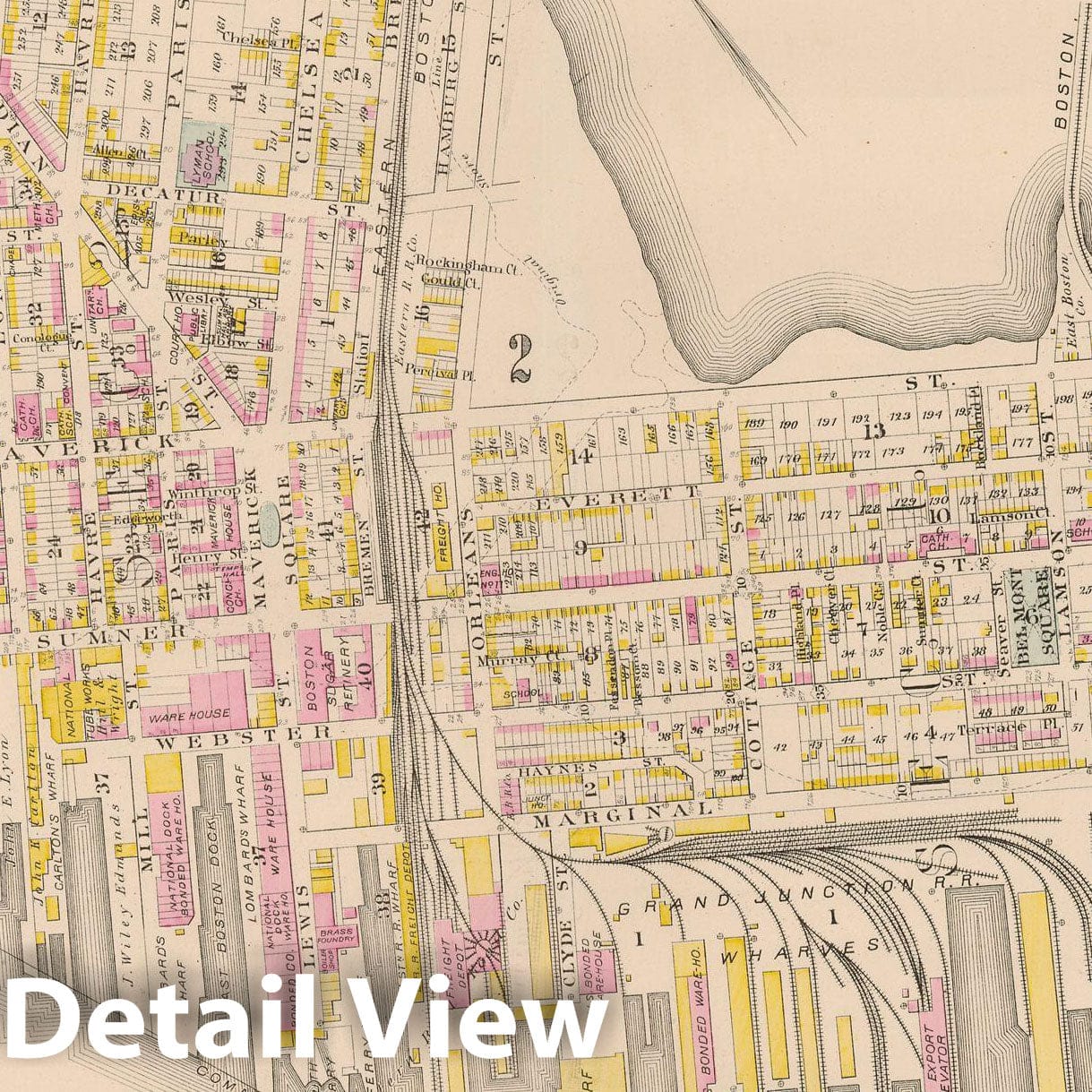 Historic Map : City Atlas of Boston, Massachusetts, East Boston 1882 Plate 004 , Vintage Wall Art