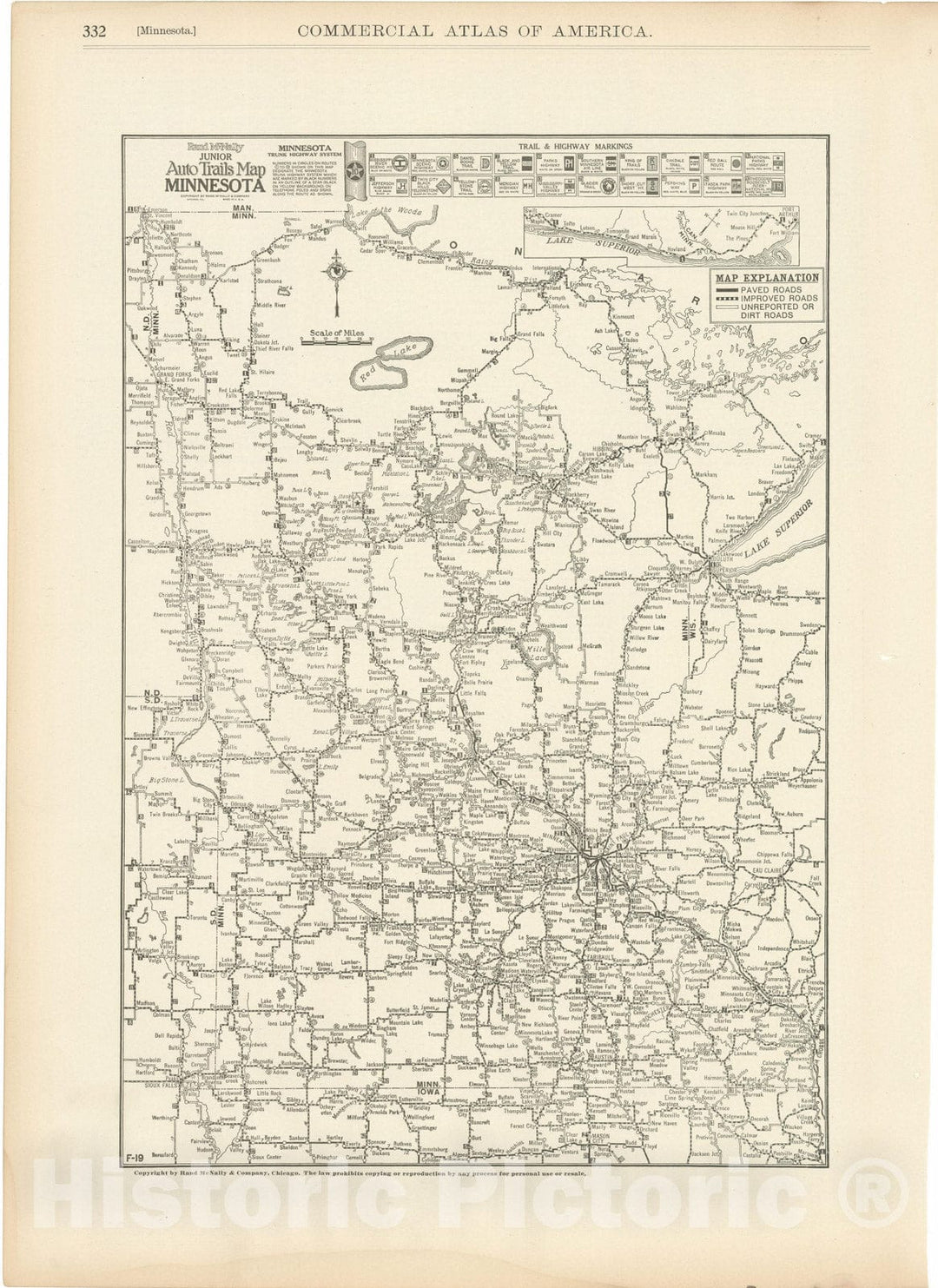 Historic Map : Minnesota 1925 , Vintage Wall Art