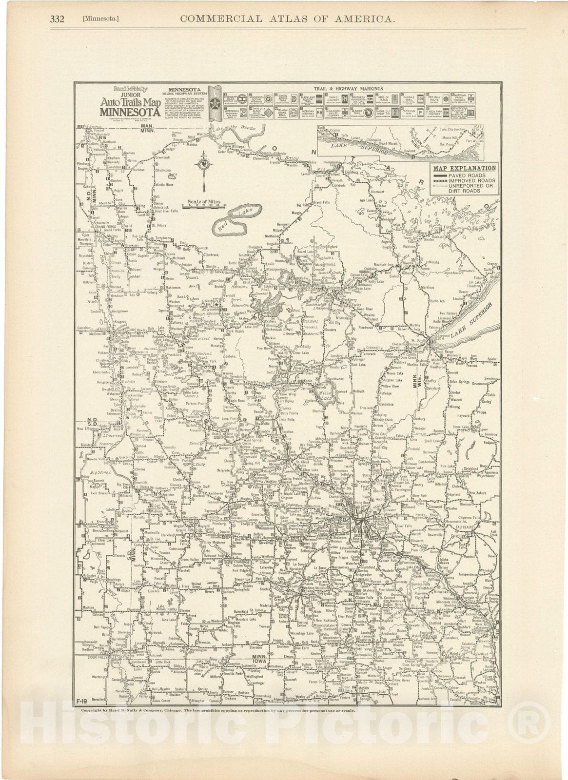 Historic Map : Minnesota 1925 , Vintage Wall Art