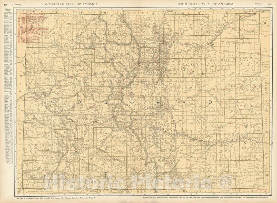 Historic Map : Colorado 1925 , Vintage Wall Art
