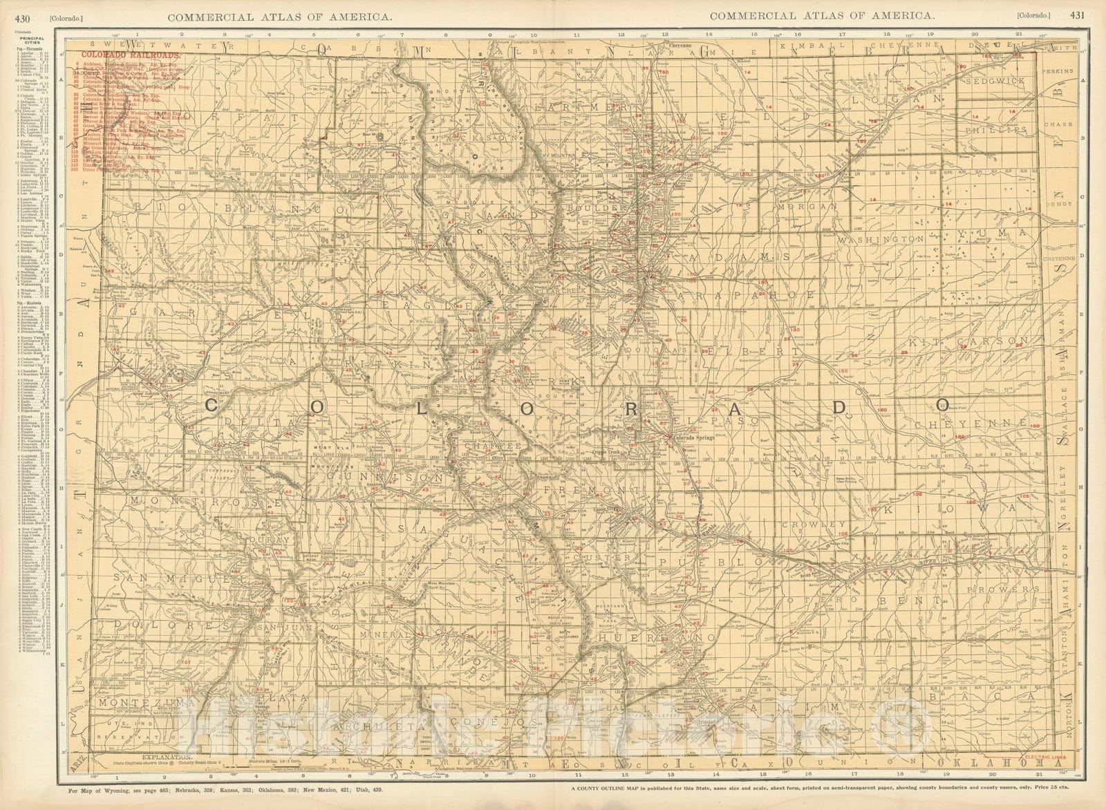 Historic Map : Colorado 1925 , Vintage Wall Art