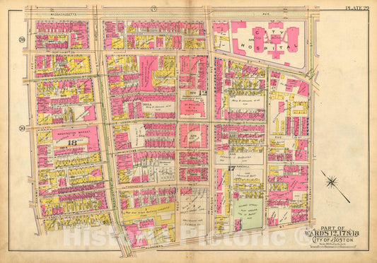 Historic Map : Atlas of Boston Proper, 1902 Plate 029 , Vintage Wall Art