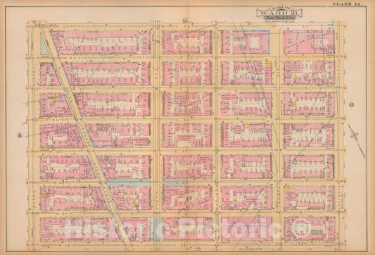Historic Map : Atlas City of New York, Vol. 3; 16, Manhattan 1883 Plate 012 , Vintage Wall Art