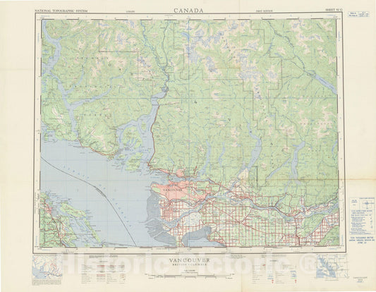 Historic Map : Vancouver 1959 Topographic Map , Vintage Wall Art