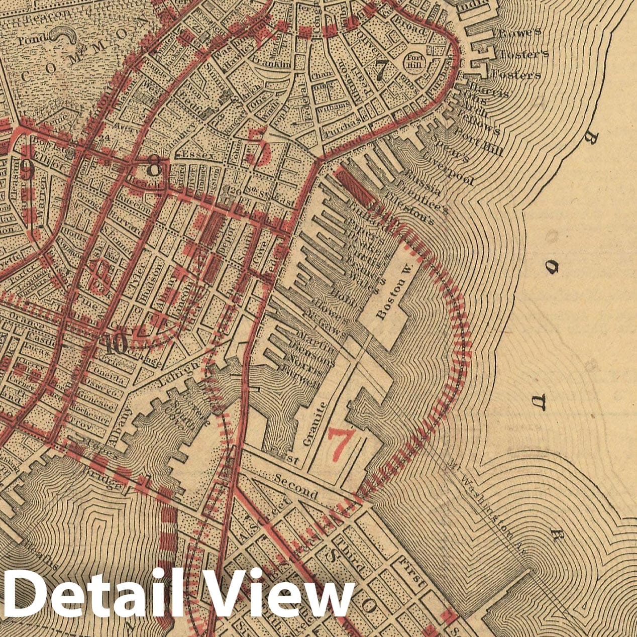 Historic Map : Boston 1866 , v2, Vintage Wall Art