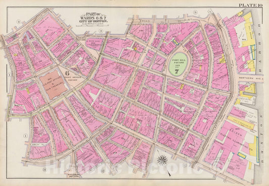 Historic Map : Atlas City of Boston: Boston Proper and Back Bay, Boston 1908 Plate 010 , Vintage Wall Art