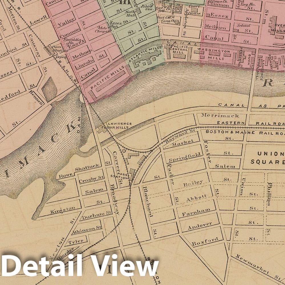 Historic Map : Official Topographical Atlas of Massachusetts, Lawrence 1871 , Vintage Wall Art