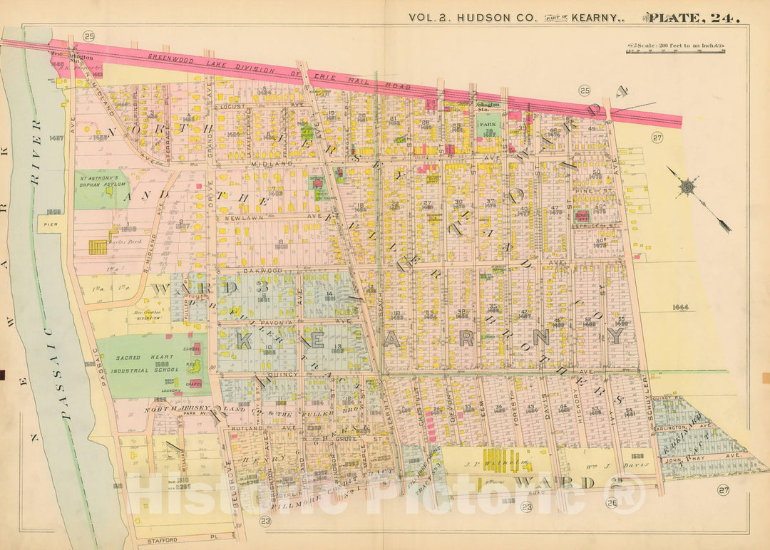 Historic Map : Atlas of Hudson County New Jersey, Kearny 1909 Plate 024 , Vintage Wall Art