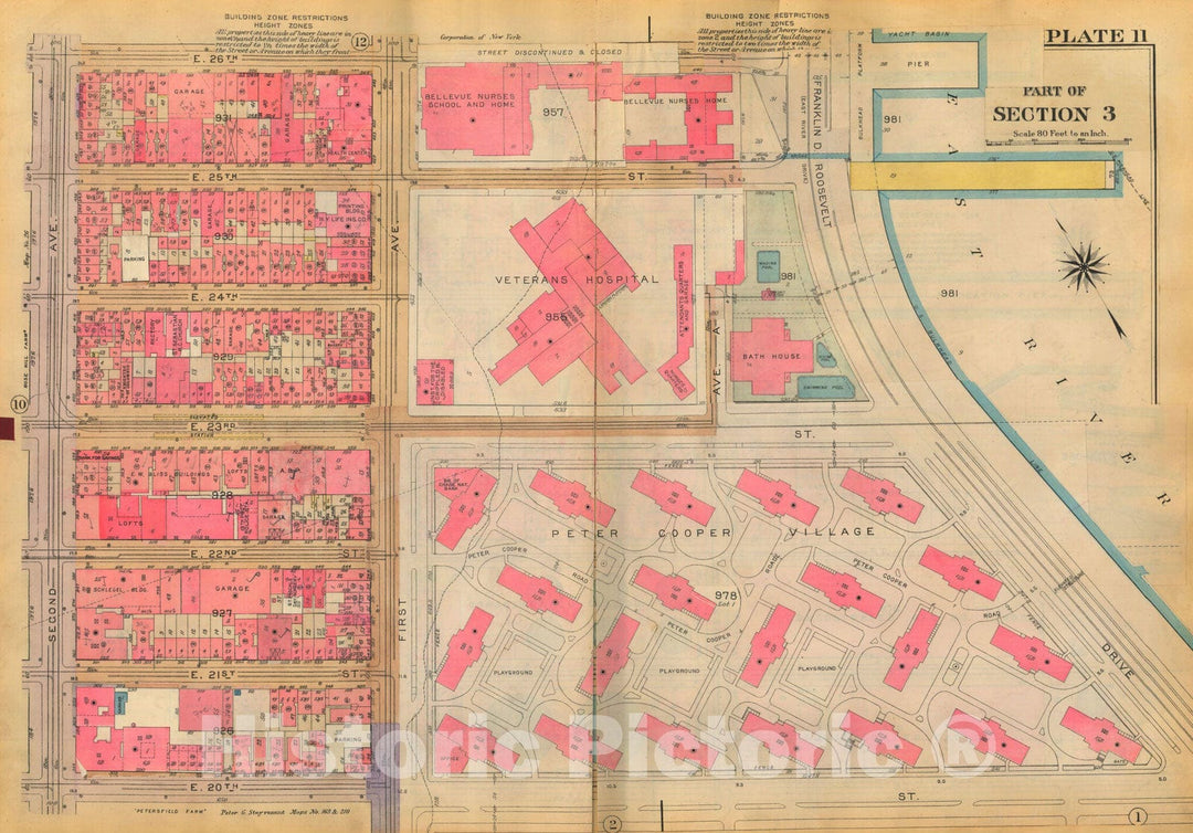 Historic Map : Atlas City of New York, Borough of Manhattan, Volume Two, 14th Street to 59th Street, Manhattan 1928 Plate 011 , Vintage Wall Art