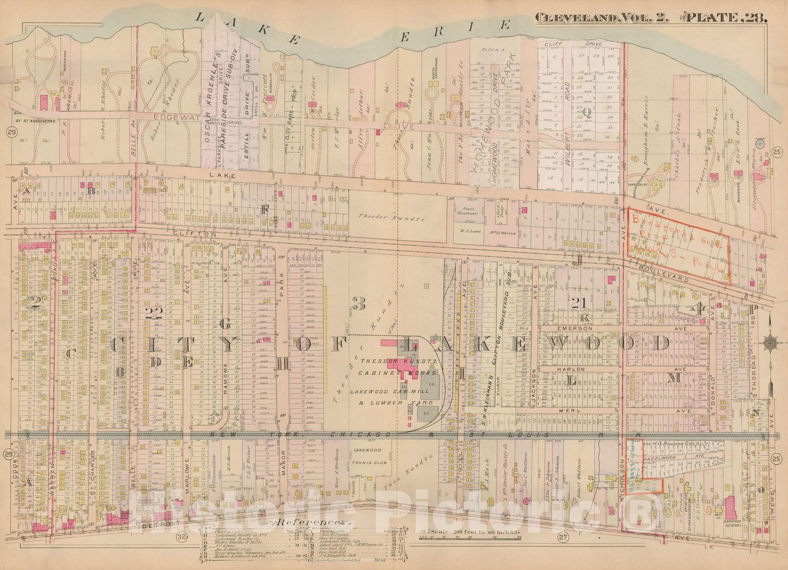 Historic Map : Plat Book of The City of Cleveland, Vol. Two, 1912 Plate 028 , Vintage Wall Art