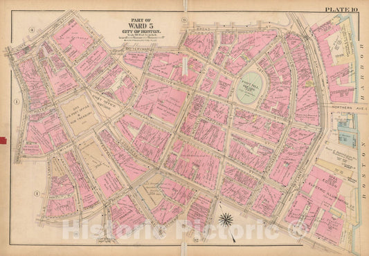 Historic Map : Atlas City of Boston, Boston Proper and Back Bay, Boston 1922 Plate 010 , Vintage Wall Art