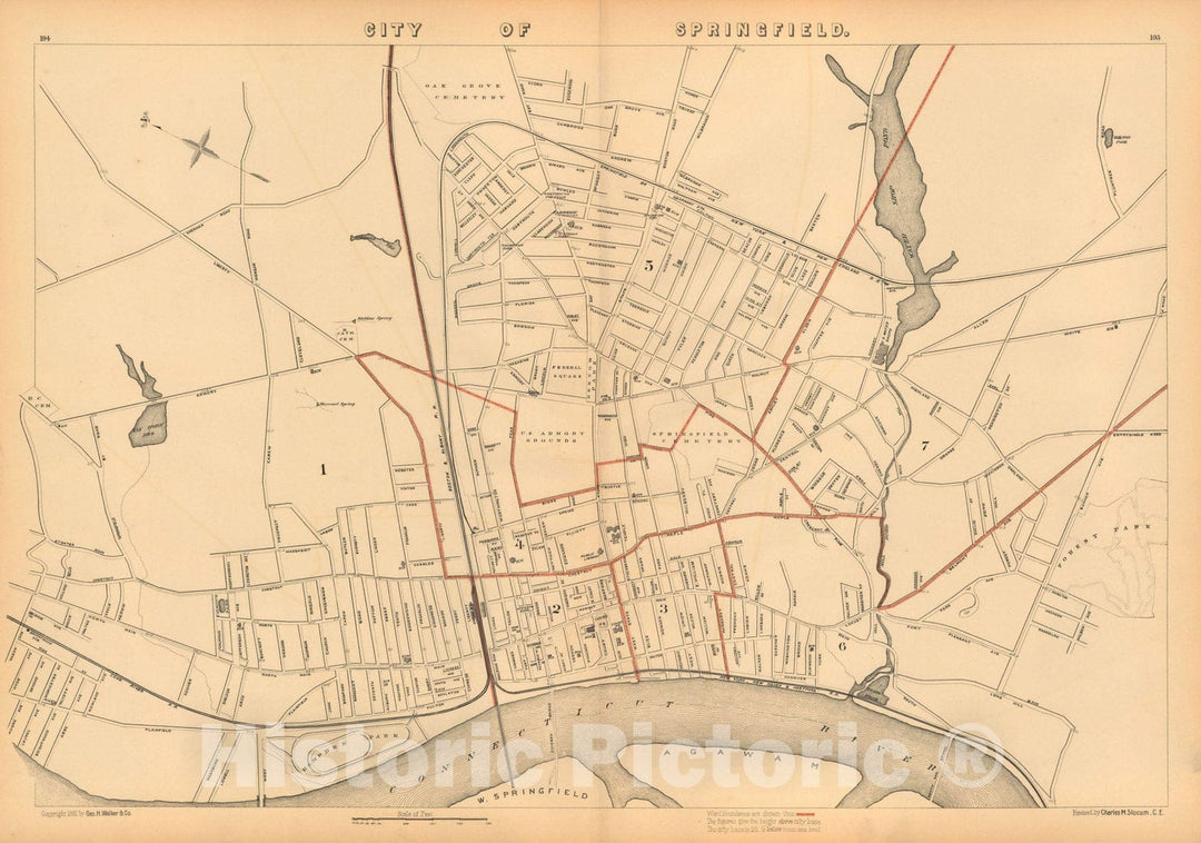 Historic Map : Atlas of Massachusetts, Springfield 1891 , Vintage Wall Art