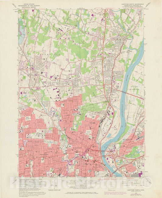 Historic Map : USGS 7.5 Minute Sheets and Quadrangles, Hartford 1972 Topographic Map , Vintage Wall Art