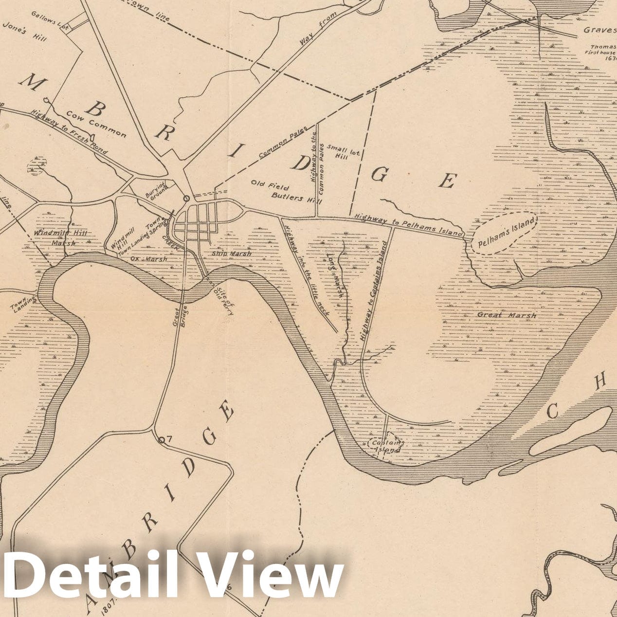 Historic Map : Cambridge Highways 1700 , Vintage Wall Art