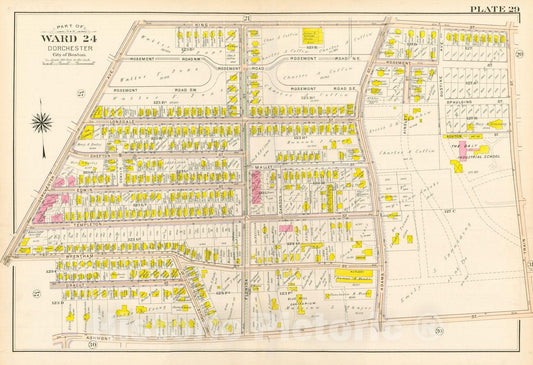 Historic Map : Atlas City of Boston, Vol. 5, Dorchester, 4th Ed., Dorchester 1904 Plate 029 , Vintage Wall Art