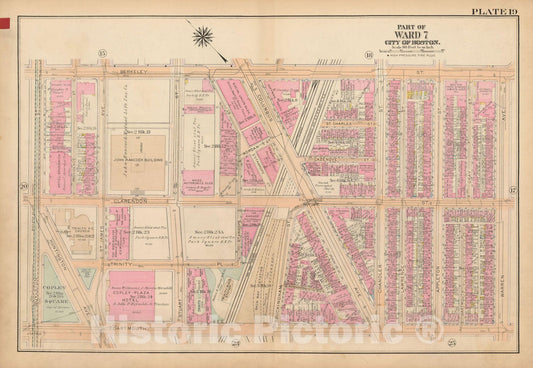 Historic Map : Atlas City of Boston, Boston Proper and Back Bay, Boston 1922 Plate 019 , Vintage Wall Art