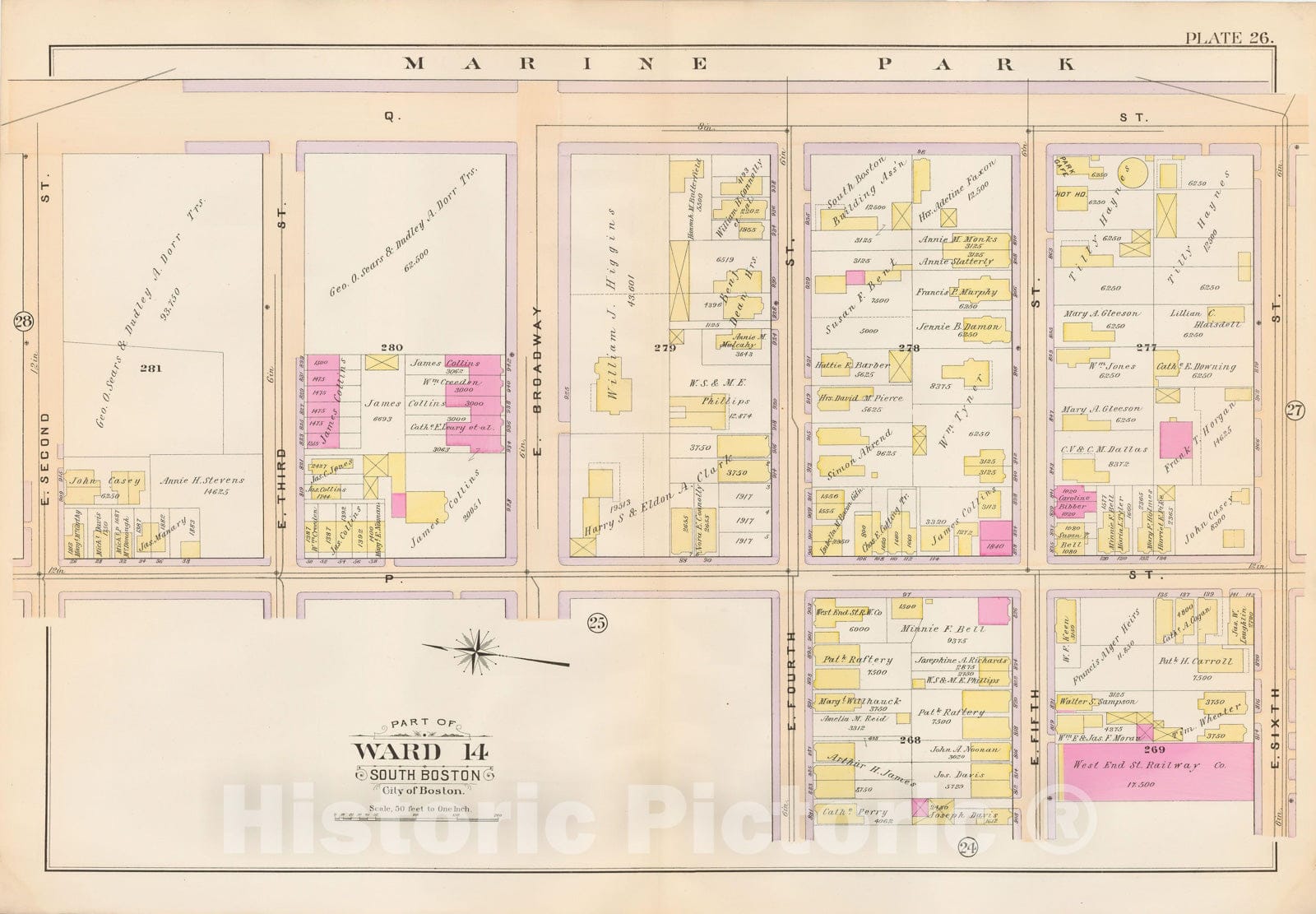 Historic Map : Atlas City of Boston, South Boston 1899 Plate 026 , Vintage Wall Art