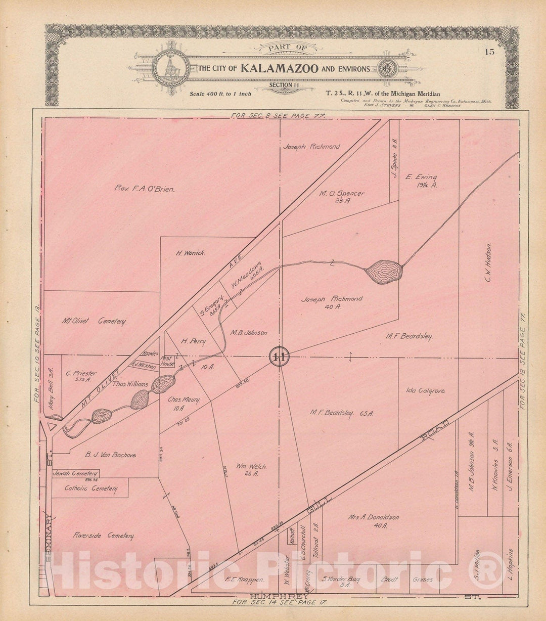 Historic Map : Kalamazoo 1910 , Standard Atlas of Kalamazoo County , v10, Vintage Wall Art