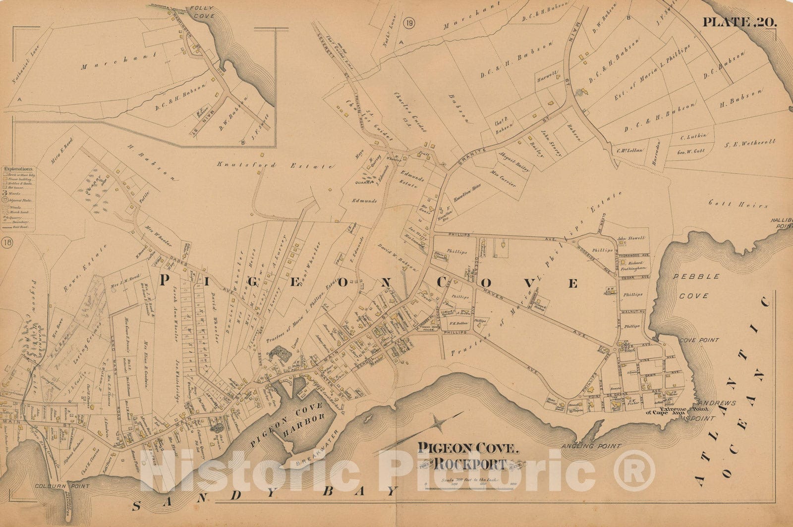 Historic Map : Atlas City of Gloucester and Town of Rockport 1884 Plate 020 , Vintage Wall Art