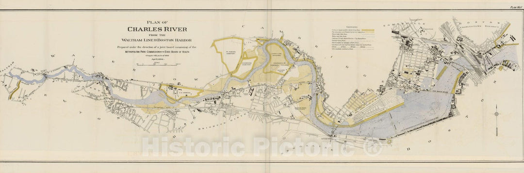 Historic Map : Charles River 1894 , v2, Vintage Wall Art