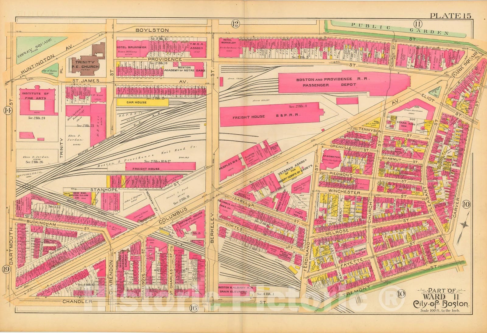 Historic Map : Atlas City of Boston, City Proper and Roxbury, Boston 1890 Plate 015 , Vintage Wall Art