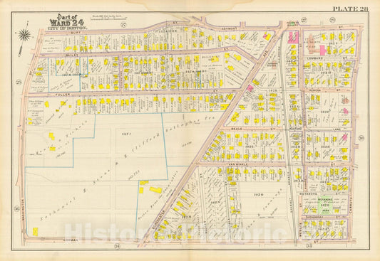 Historic Map : Atlas City of Boston, Dorchester, Dorchester 1910 Plate 028 , Vintage Wall Art