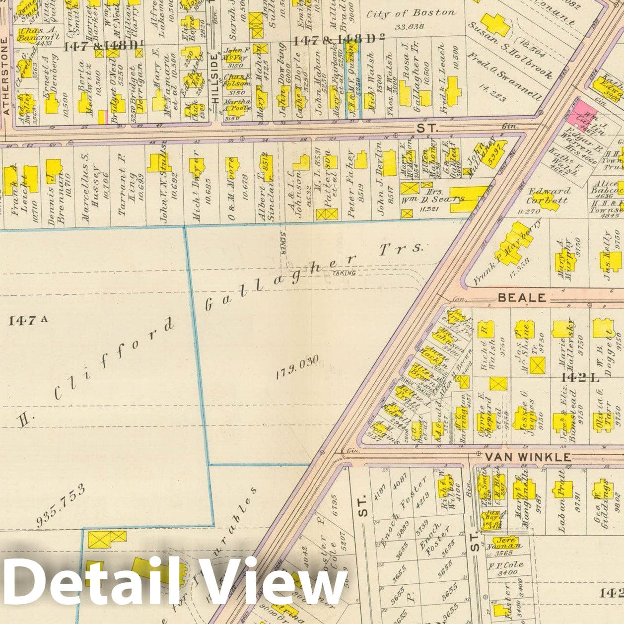 Historic Map : Atlas City of Boston, Dorchester, Dorchester 1910 Plate 028 , Vintage Wall Art