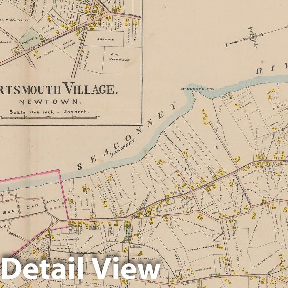 Historic Map : Atlas City of Newport, Rhode Island, Portsmouth 1907 , Vintage Wall Art