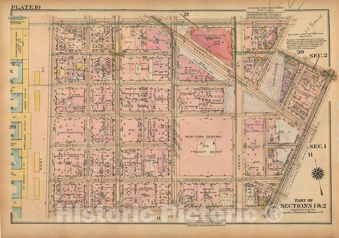 Historic Map : Land Book of the Borough of Manhattan, City of NY, Manhattan 1925 Plate 010 , Vintage Wall Art