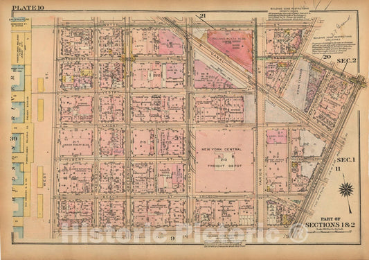 Historic Map : Land Book of the Borough of Manhattan, City of NY, Manhattan 1925 Plate 010 , Vintage Wall Art