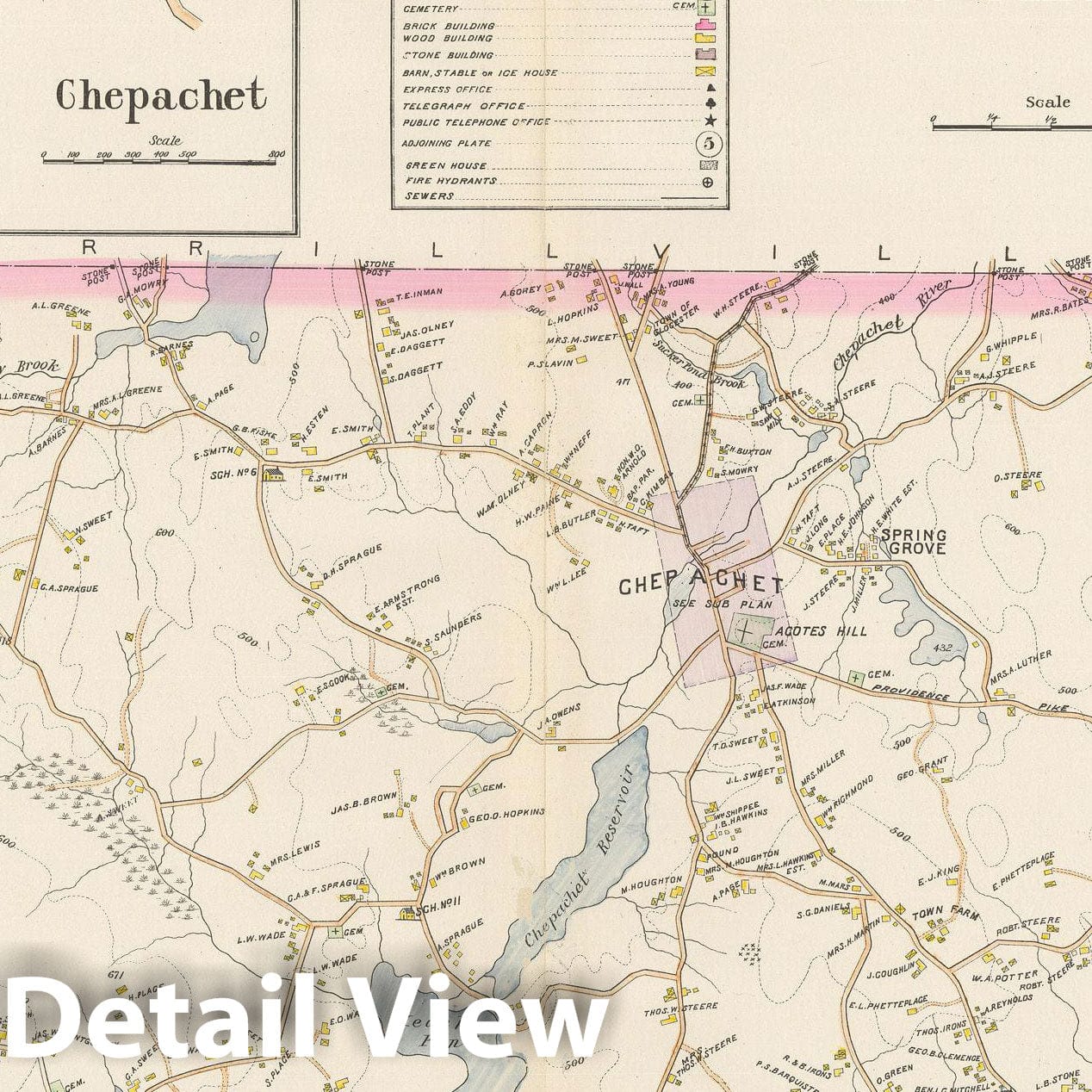 Historic Map : Atlas of Providence County, Glocester 1895 , Vintage Wall Art