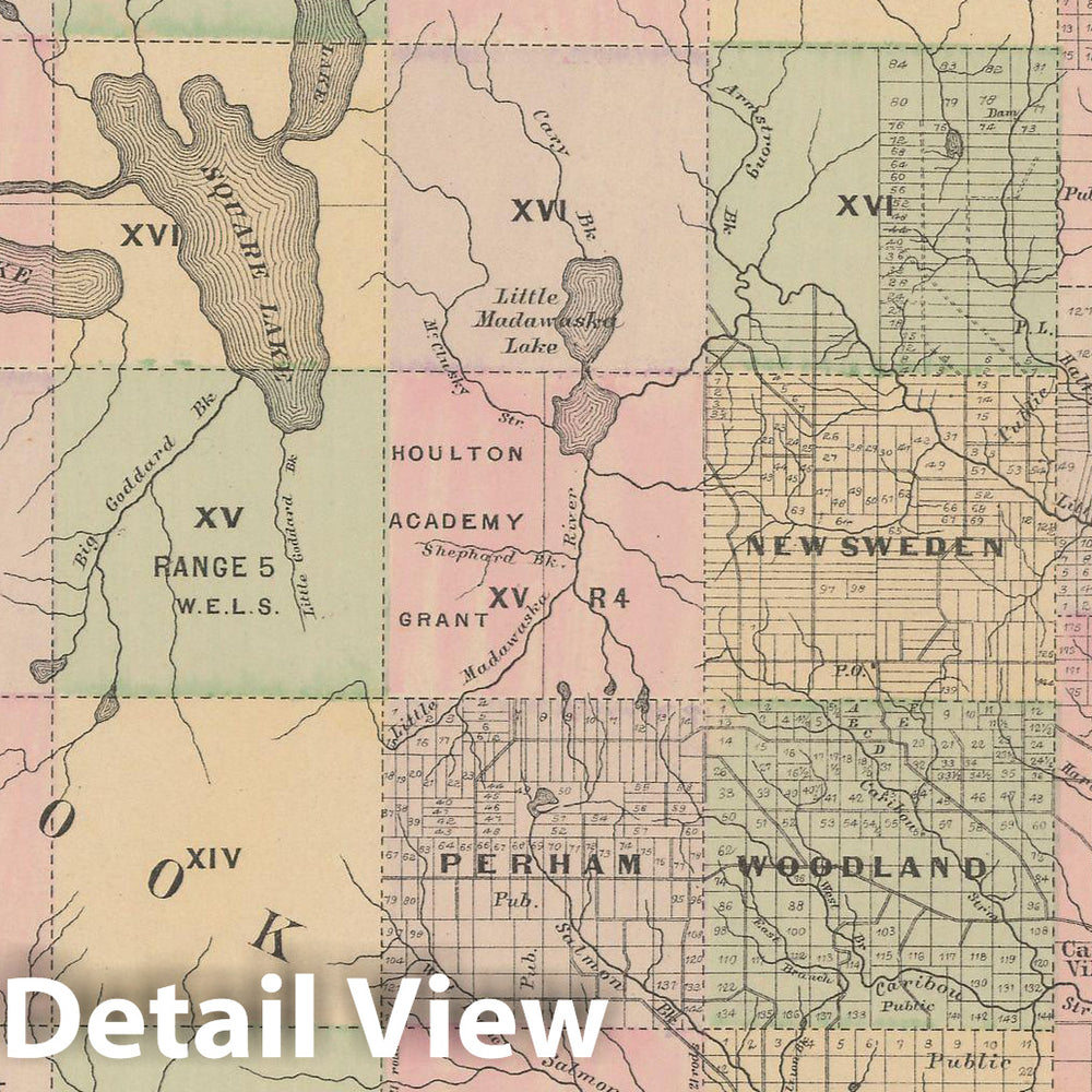 Historic Map : Atlas of Maine, Timberlands #5 1885 , Vintage Wall Art