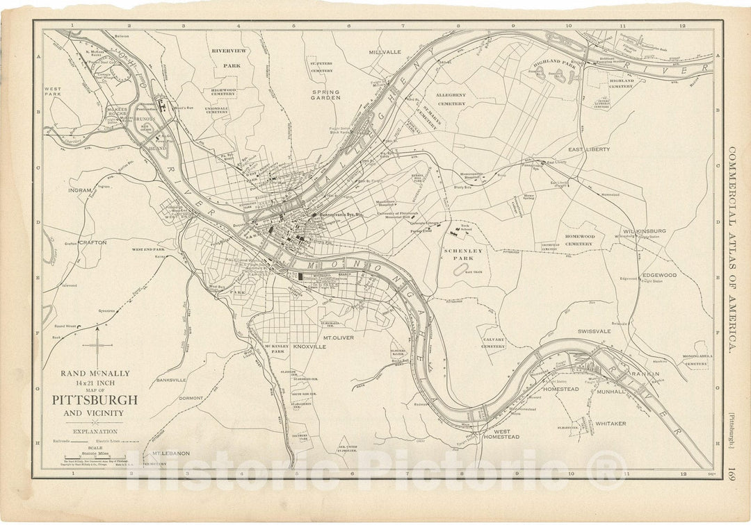 Historic Map : Commercial Atlas of America, 56th Edition, Pittsburgh 1925 , v2, Vintage Wall Art