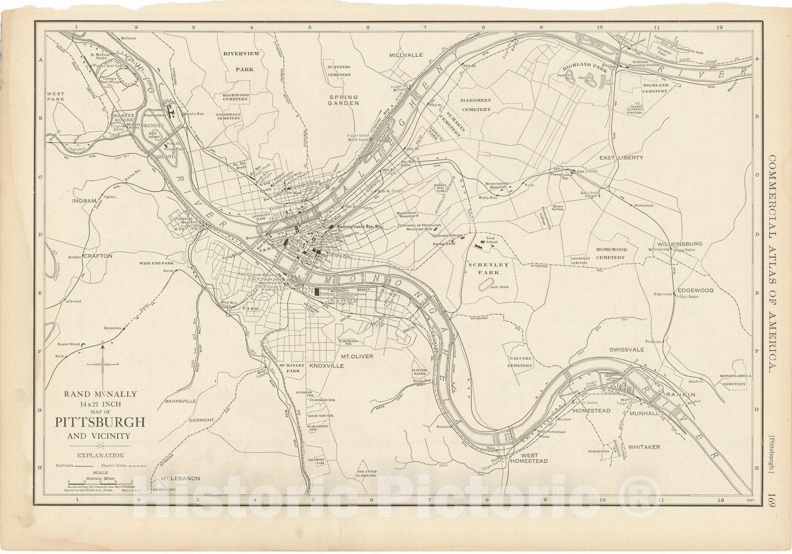 Historic Map : Commercial Atlas of America, 56th Edition, Pittsburgh 1925 , v2, Vintage Wall Art