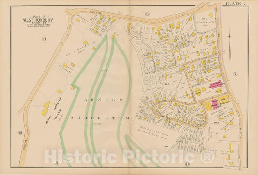 Historic Map : Atlas City of Boston, West Roxbury, Jamaica Plain 1890 Plate 006 , Vintage Wall Art
