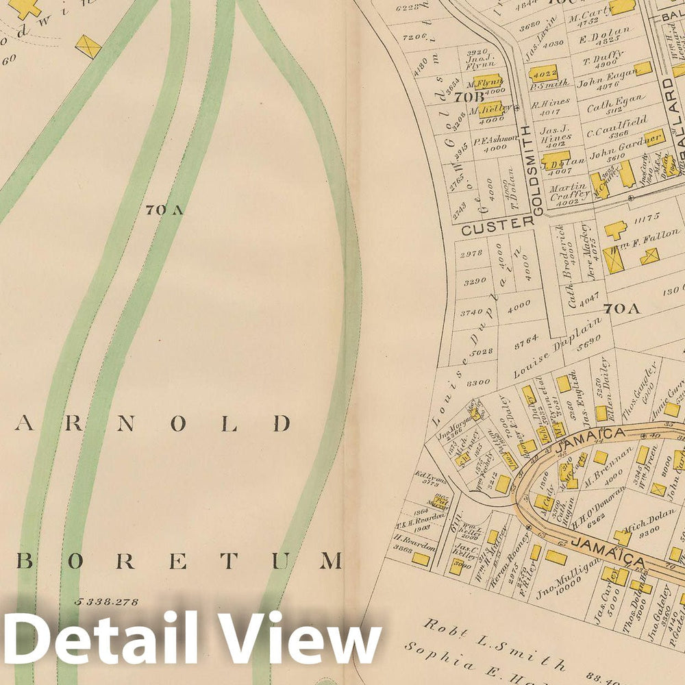Historic Map : Atlas City of Boston, West Roxbury, Jamaica Plain 1890 Plate 006 , Vintage Wall Art