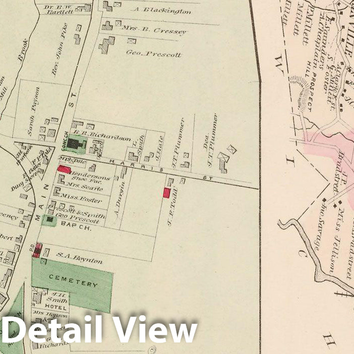 Historic Map : Atlas of Essex County, Rowley 1884 , Vintage Wall Art
