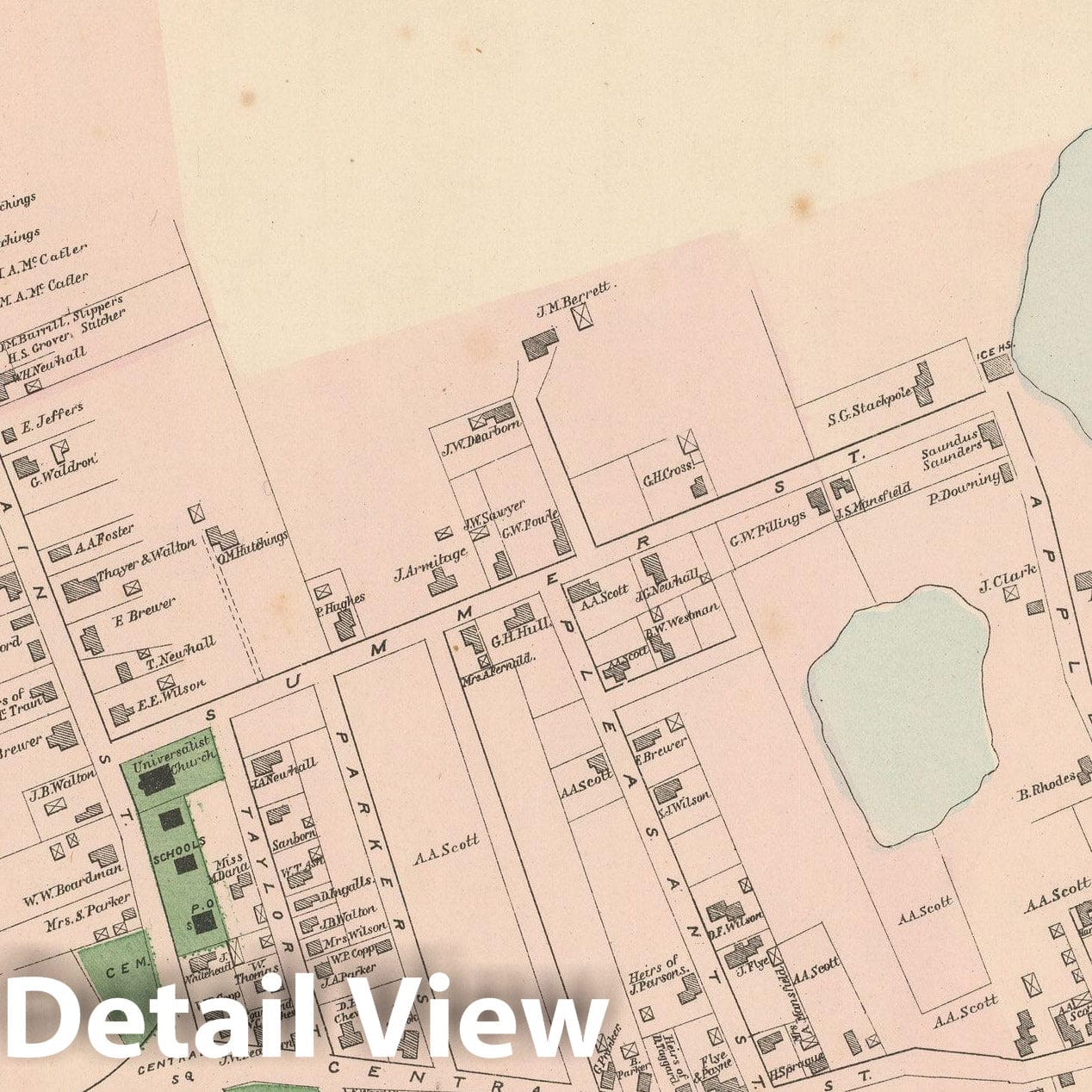 Historic Map : Atlas of Essex County, Saugus 1884 , v3, Vintage Wall Art